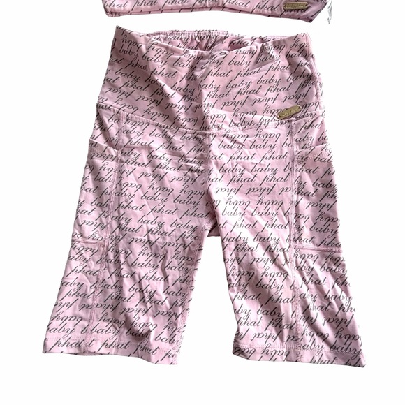 Baby Phat NWT Pink Logo Print Chain Bralette & Biker Shorts Size Small Medium - Picture 5 of 16